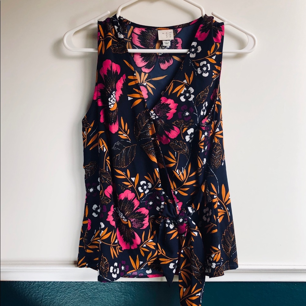 A New Day Sleeveless Wrap Blouse